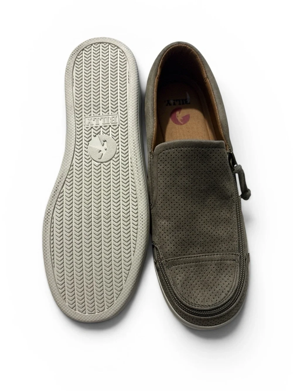 Billy Footwear Women's Taupe Perforated Slip-On Comfort Shoes with Zipper